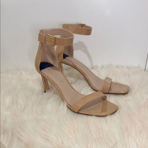Stuart Weitzman Nudist collection Patent Ankle Strap Heels